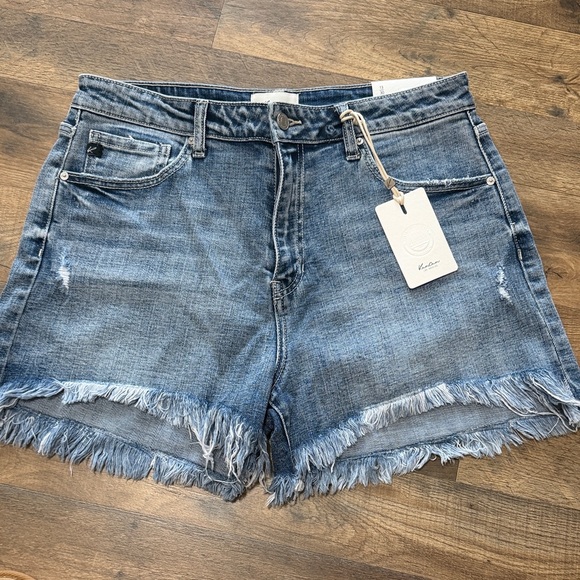KanCan Pants - KanCan Blue Frayed Hem Jean Shorts